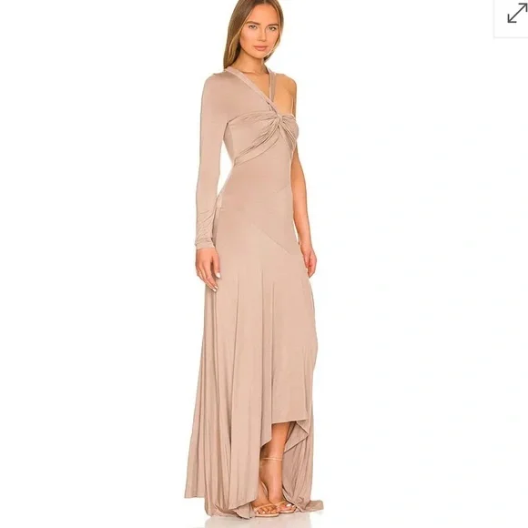 L'Academie Rennea Midi Dress in Taupe NWT - Picture 2 of 4
